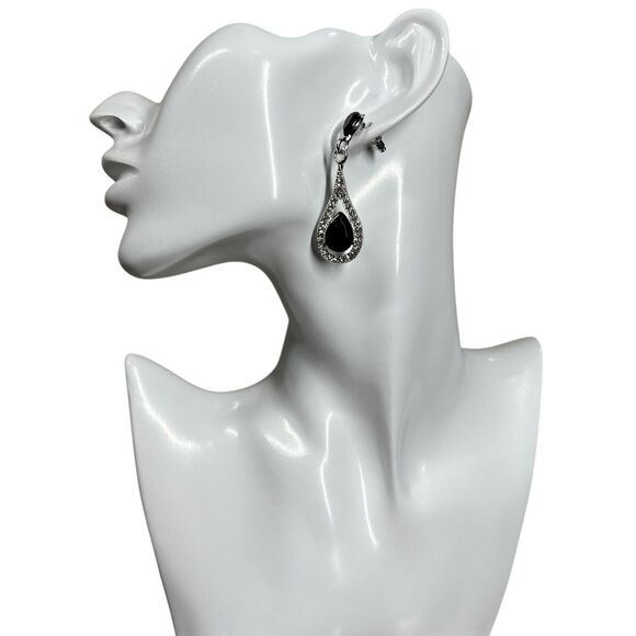 Teardrop Drop Earrings clutch back Earrings Cubic Zirconia Silver Tone Romantic - Picture 3 of 10